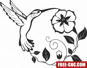 Hummingbird flowers wall decor - Free dxf files ready to cut