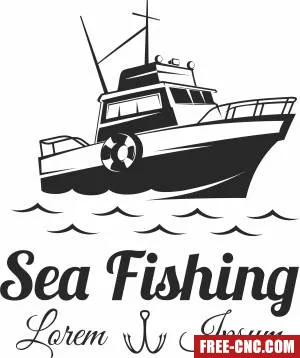 Fishing boat logo - Free dxf download