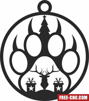 Merry christmas dog paw deer - Download free dxf for cnc plasma cutting