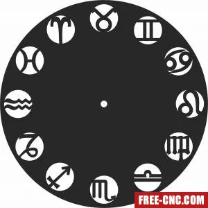 Zodiac horoscop sign wall clock - Free dxf files ready to cut