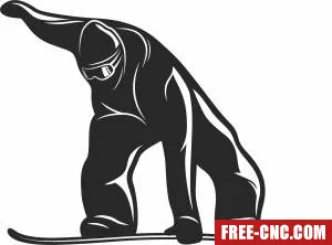 Snowboarding clipart - Free dxf for laser cutting and plasma