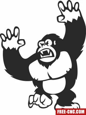 Gorilla cartoon clipart - Free dxf for laser cutting and plasma