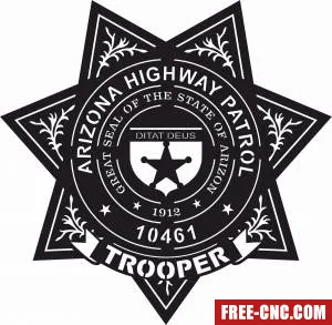 Arizona highway patrol trooper badge vector - Download free dxf for cnc plasma cutting