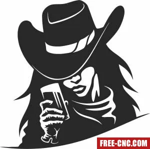 Western cowgirl clipart - Download free dxf for cnc plasma cutting