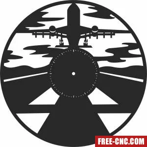 Airplane vinyl wall clock - Free dxf download