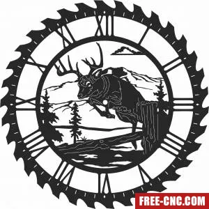 Deer sceen saw wall clock - Download free dxf for cnc plasma cutting