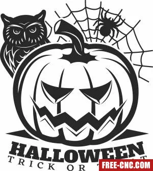 Halloween owl pumpkin clipart - Free dxf for laser cutting and plasma