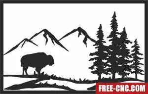 Outdoors moose scene wall sign - Download free dxf for cnc plasma cutting