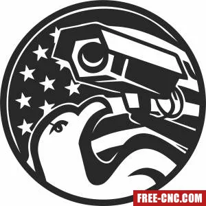 American eagle and security camera usa flag - Free dxf files ready to cut