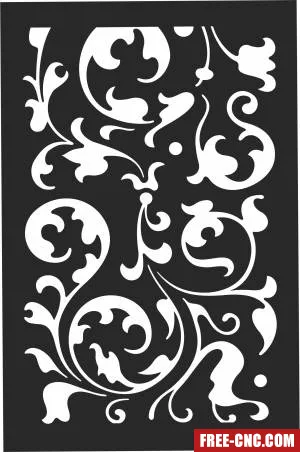 Floral pattern door wall screen - Free dxf files ready to cut