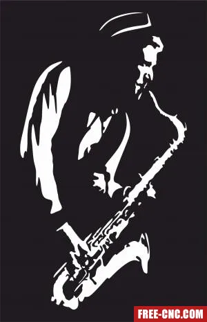 Saxophone player wall art panel - Download free dxf for cnc plasma cutting