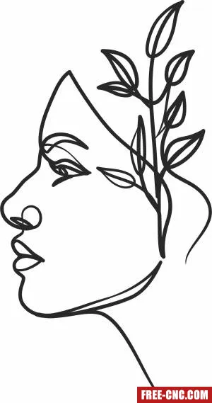 Woman face one line arts - Free dxf files ready to cut