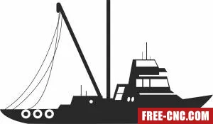 Container ship boat clipart - Free dxf for laser cutting and plasma