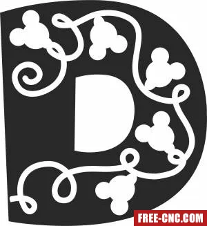 D split letter monogram mickey mouse - Free dxf files ready to cut