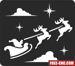 Santa reindeer christmas - Free dxf download