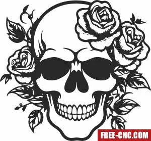 Skull with rose wall decorskull - Download free dxf for cnc plasma cutting