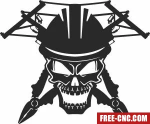 Lineman skull cliparts - Free dxf files ready to cut