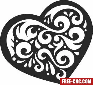 Heart ornament decorative art - Download free dxf for cnc plasma cutting