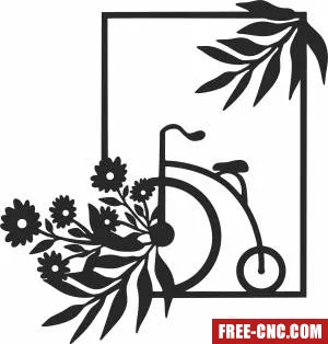 Bike with flowers romantic decor - Download free dxf for cnc plasma cutting