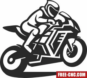 Biker race motorcycle - Free dxf files ready to cut