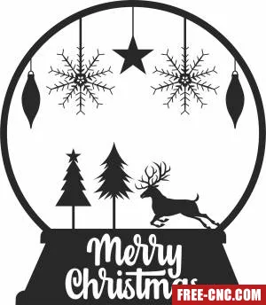 Deer globe merry christmas - Download free dxf for cnc plasma cutting