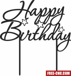 Happy birthday cake stake - Free dxf download