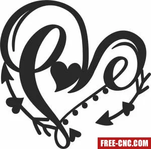 Love heart wall sign - Free dxf files ready to cut