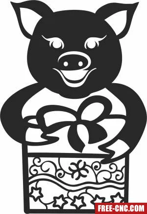 Bear christmas clipart - Free dxf for laser cutting and plasma