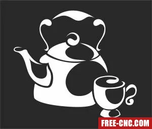 Coffee tea cup pot art sign - Free dxf for laser cutting and plasma