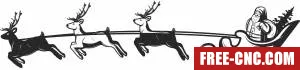 Santa claus sleigh with reindeers clipart - Free dxf for laser cutting and plasma