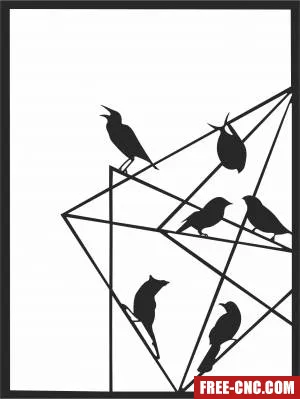 Birds tableau clipart - Free dxf for laser cutting and plasma