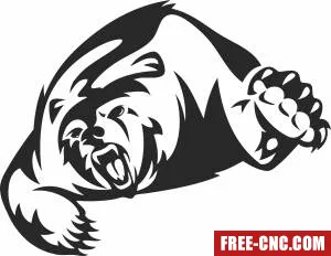 Angry grizzly bear clipart - Free dxf files ready to cut