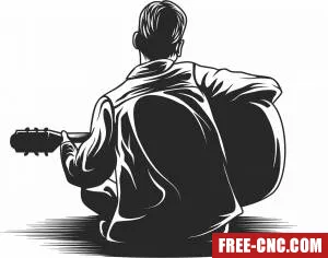 Man playing guitar clipart - Free dxf for laser cutting and plasma