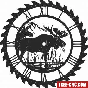 Moose sceen saw wall clock - Free dxf files ready to cut