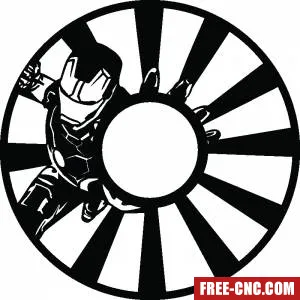 Iron man wall clock gift for children - free dxf download