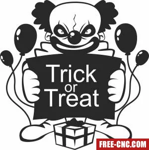 Trick or treat halloween clown - Free dxf download