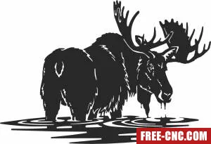 Moose scene clipart - Free dxf download