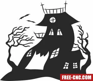 Halloween scary house clipart - Free dxf download