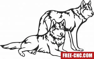 Wolves cliparts - Download free dxf for cnc plasma cutting