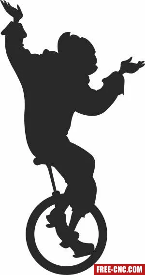 Circus clown unicycle cliparts - Download free dxf for cnc plasma cutting