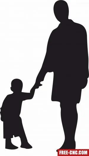 Mother son silhouette - free dxf download