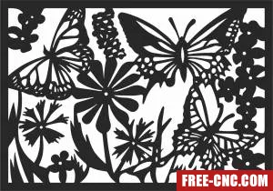 Butterfly wall hanging screen partition panel pattern - Free dxf for laser cutting and plasma