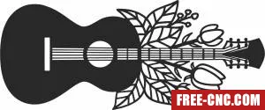 Guitar with flower clipart - Download free dxf for cnc plasma cutting