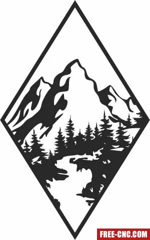 Mountain scene with forest decor - Download free dxf for cnc plasma cutting