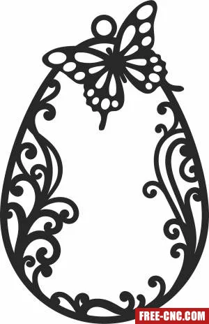 Easter egg with butterfly ornament - Free dxf download