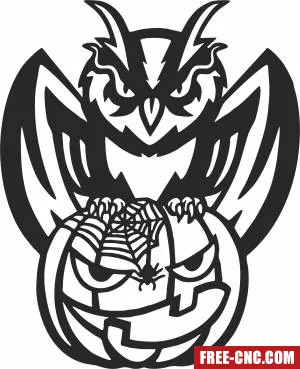 Owl in halloween pumpkin cliparts - Free dxf files ready to cut