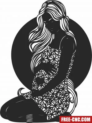 Pregnant mother flowers design - Download free dxf for cnc plasma cutting