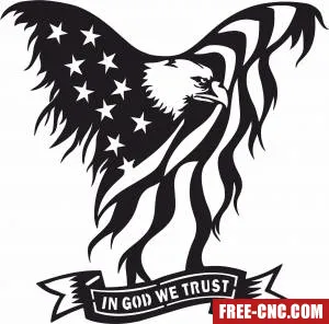 In god we trust american eagle flag - free dxf download