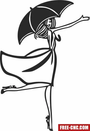 Girl with an umbrella wall decor - Download free dxf for cnc plasma cutting