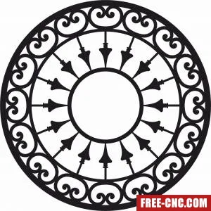 Mandala pattern with arrow wall decor - free dxf download